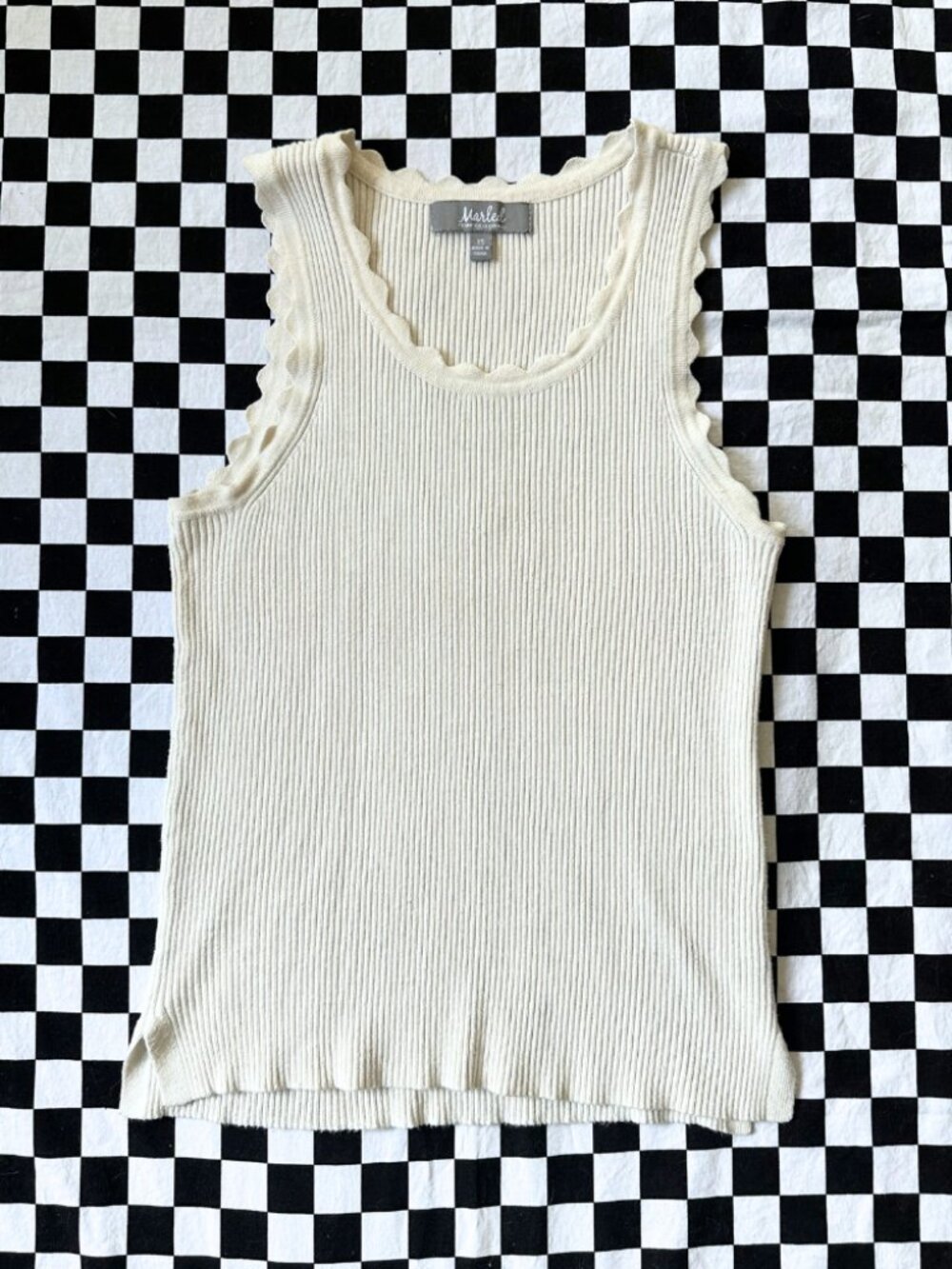 Scallop Trim Sweater Tank